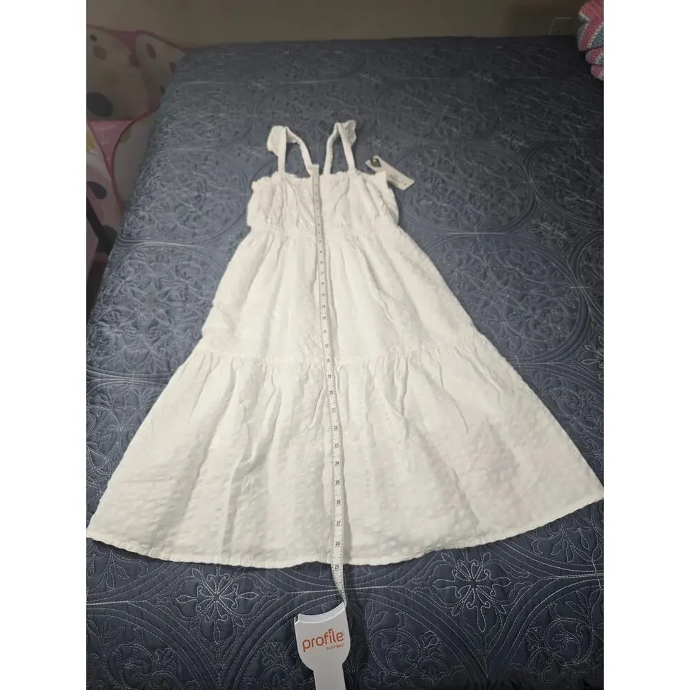 White Cotton Sundress Ruffle Strap Midi Dress Girls 7/8 Summer Classic